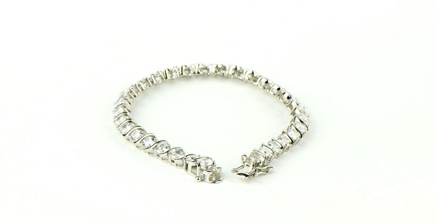 Sterling Silver CZ Tennis Bracelet AAA 5mm Round Brilliant Cubic Zirconia Gems