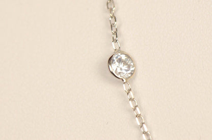 14k White Gold Cubic Zirconia CZ by the yard 18" Necklace