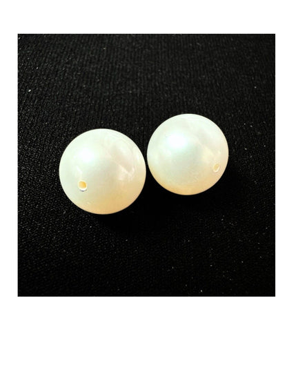 11mm-12.5mm White Round Shape Size Choice Freshwater Pearls Half Drilled AAA