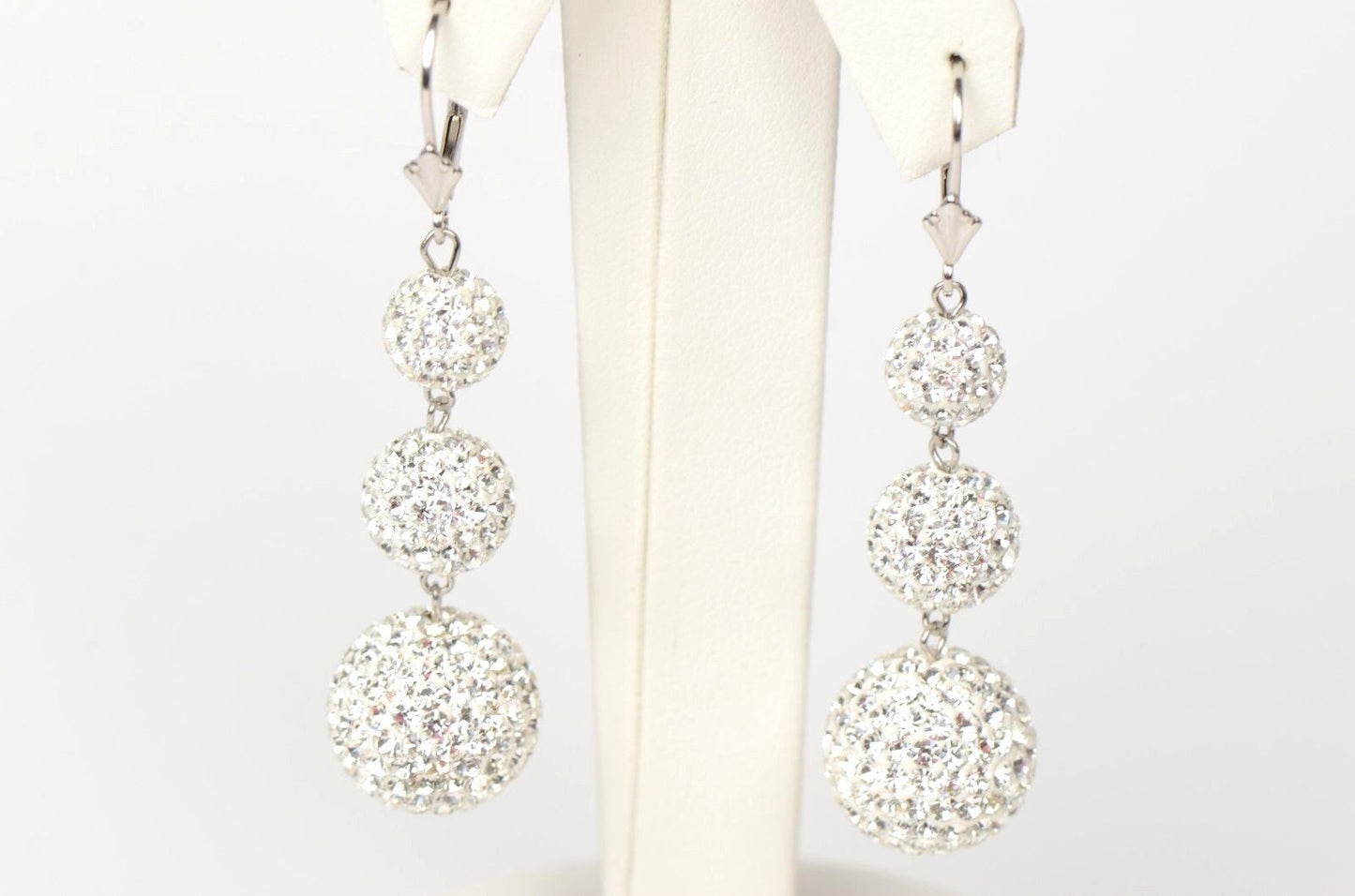 .925 Sterling Silver Sparkle Leverback Dangle Earrings w/Genuine Czech Crystals