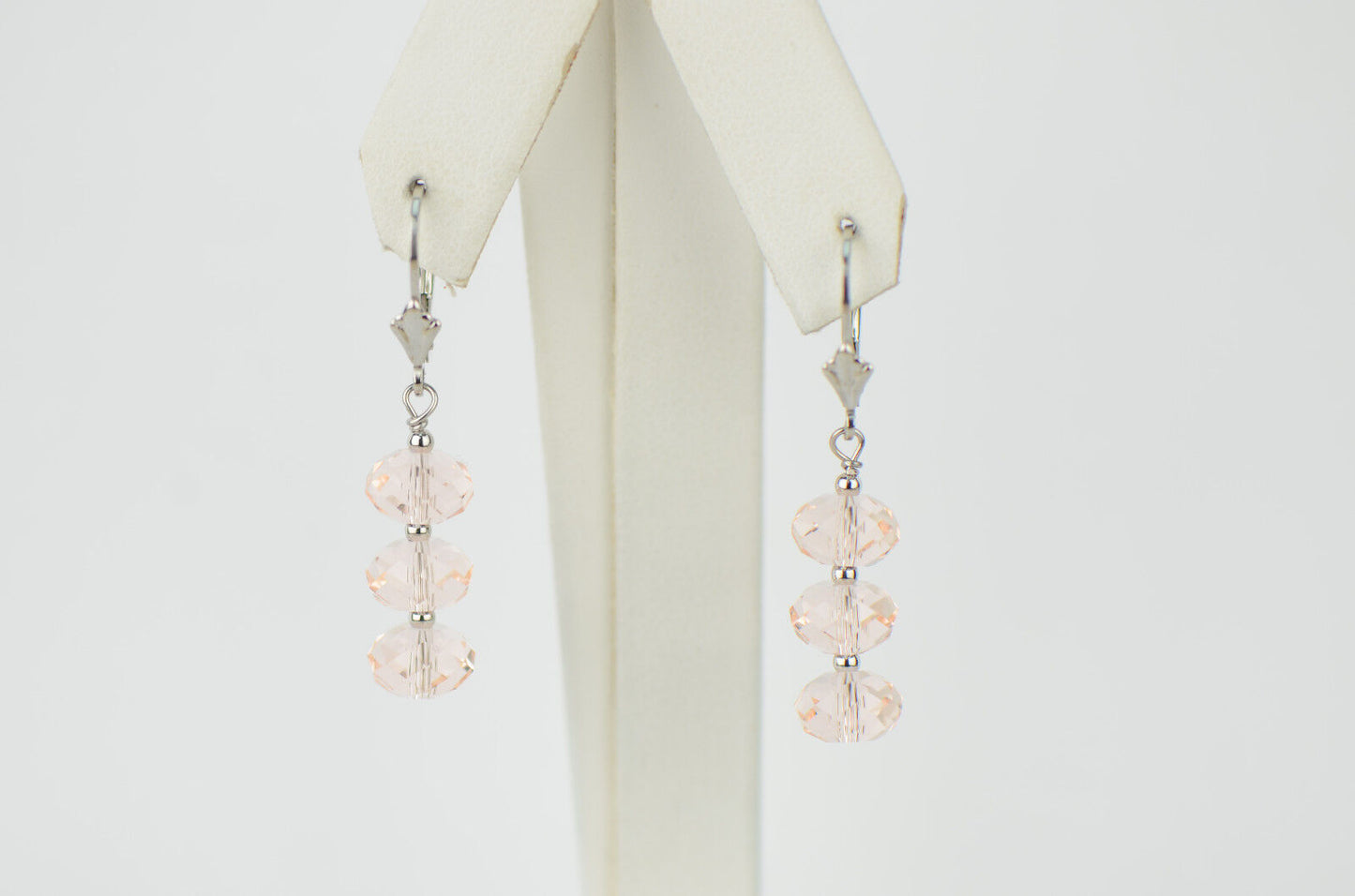 Three Color Crystal Dangle Drop earrings Sterling Silver 925