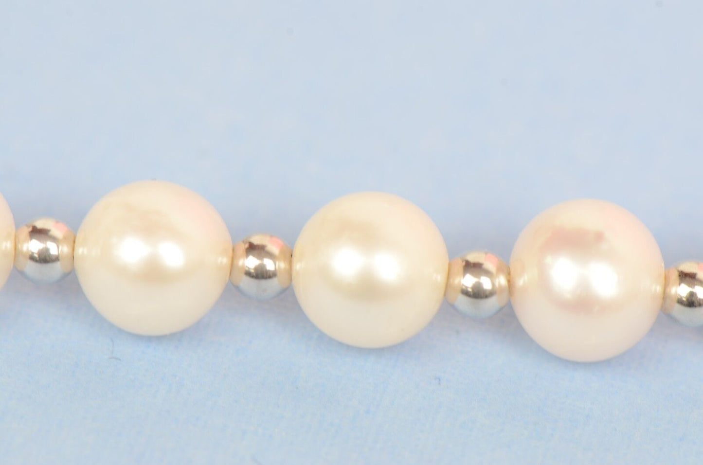 14K White Gold Natural White genuine Pearl Necklace, Bracelet, Earrings Set