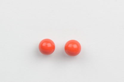 Sterling Silver 925 Red Round Coral Stud Earrings 4-10mm