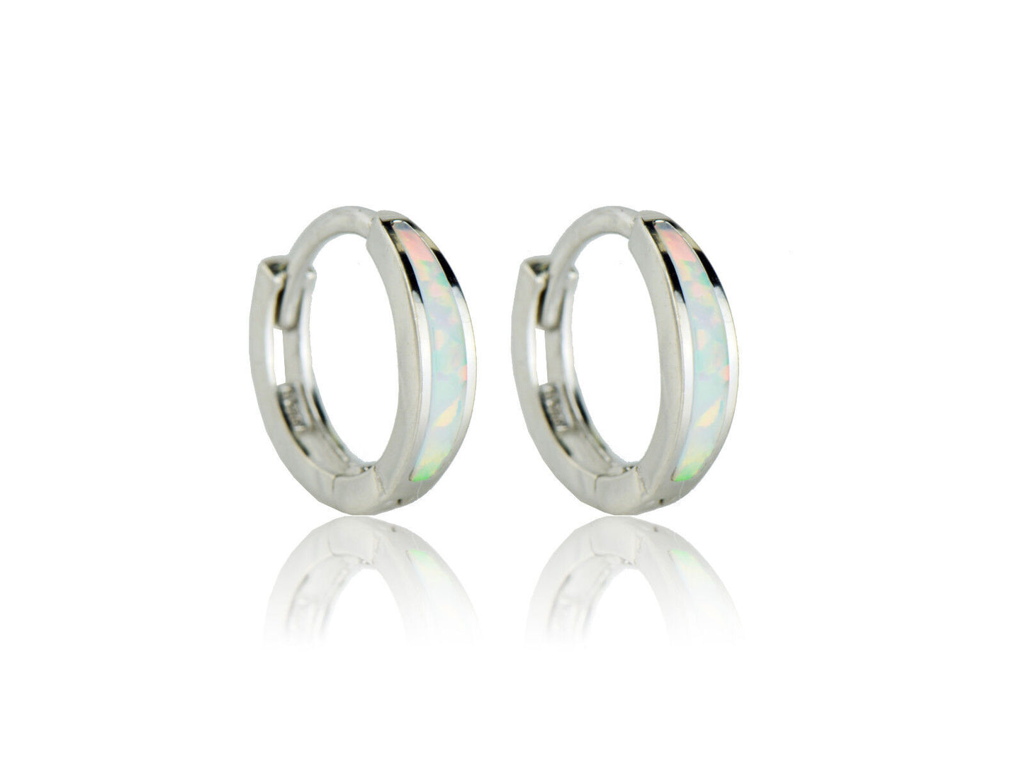 .925 Sterling Silver Opal Huguie Earrings