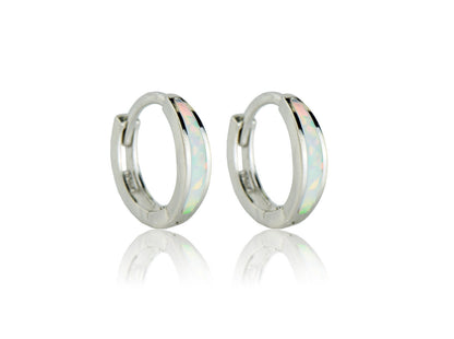 .925 Sterling Silver Opal Huguie Earrings