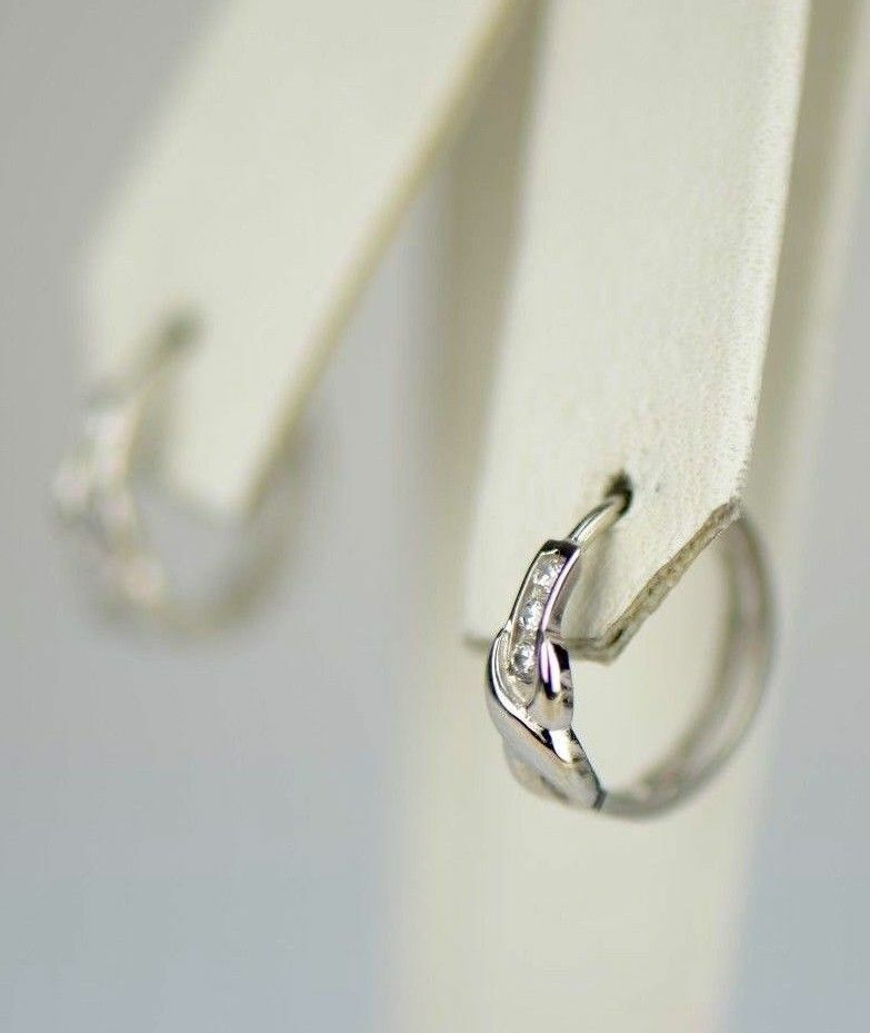 Sterling Silver 925 Round CZ Huggies Hoop Earring