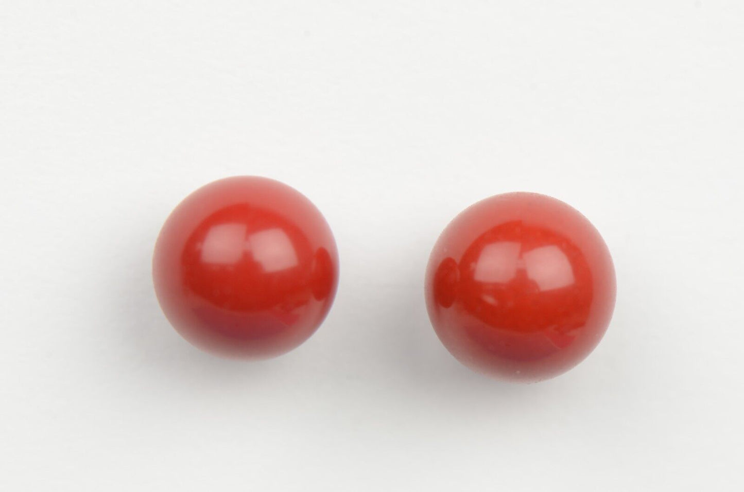 Sterling Silver 925 Red Round Coral Stud Earrings 4-8mm with Push Back