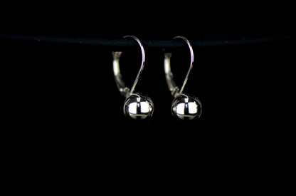 Sterling Silver Dangle Polished Ball Leverback Pierced Earrings