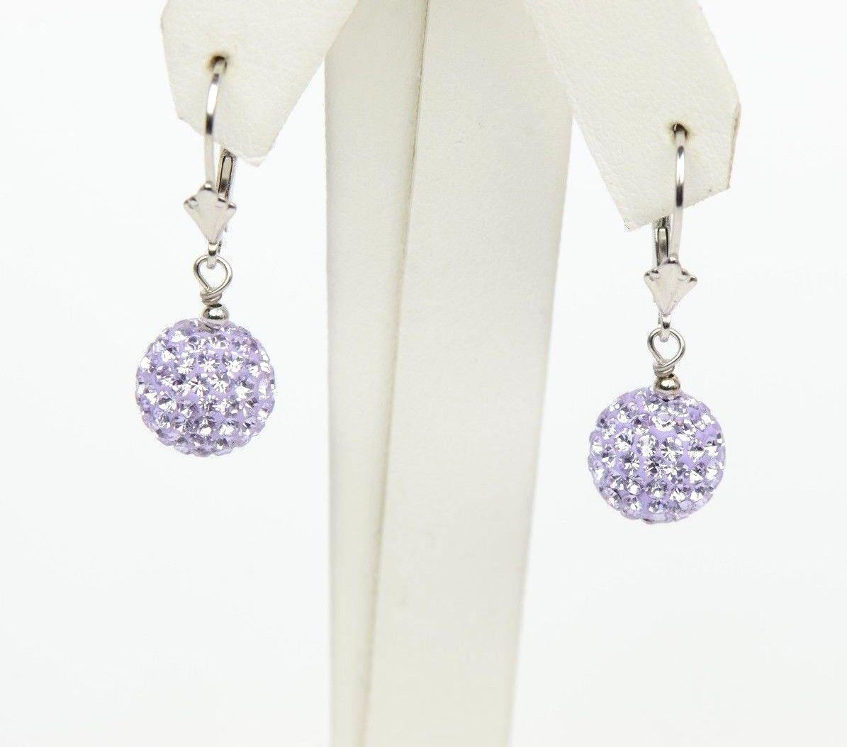 .925 Sterling Silver Sparkle Leverback Dangle Earrings w/Genuine Czech Crystals