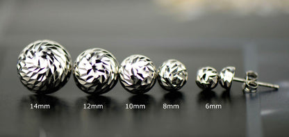 Silver ball sterling earrings 925 stud italian