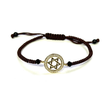 925 Sterling Silver String Bracelet Star of David 6" Adjustable to 11"