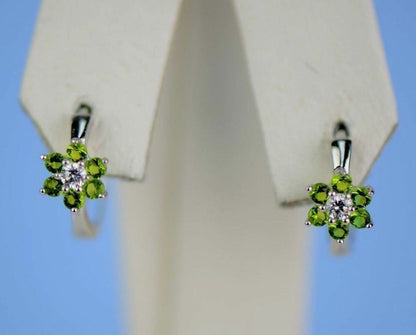 Sterling Silver 925 Flower Huggies Hoop Earring Birthstone