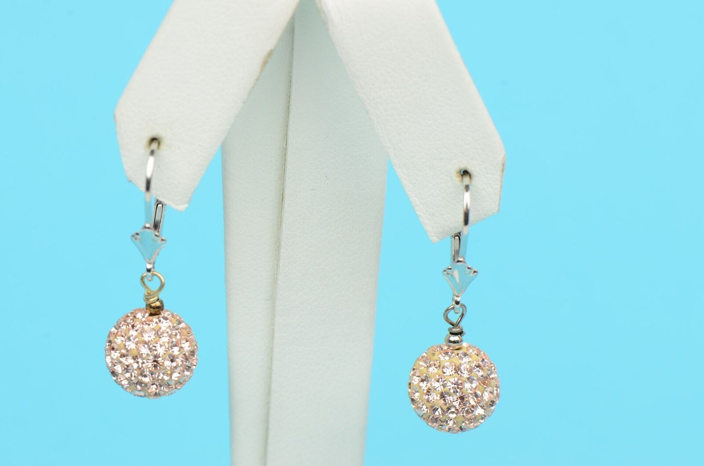 .925 Sterling Silver Sparkle Leverback Dangle Earrings w/Genuine Czech Crystals