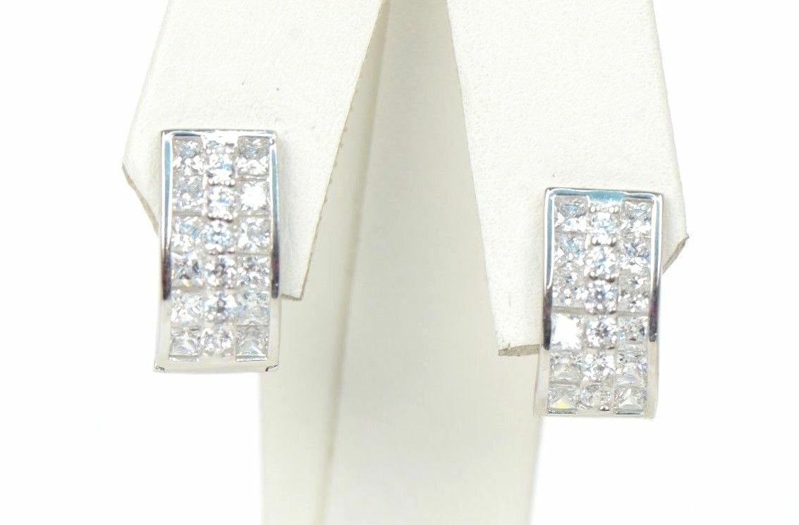 12 month Birthstone & CZ Prong 925 Sterling Silver Dangle Leverback Earring