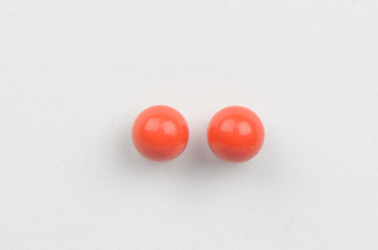 Sterling Silver 925 Red Round Coral Stud Earrings 4-10mm