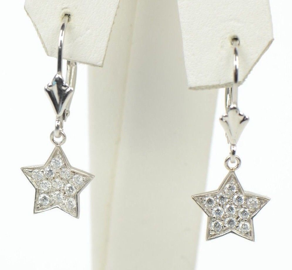 Star CZ Dangle Sterling Silver Earrings