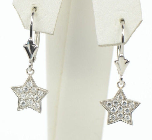 Star CZ Dangle Sterling Silver Earrings