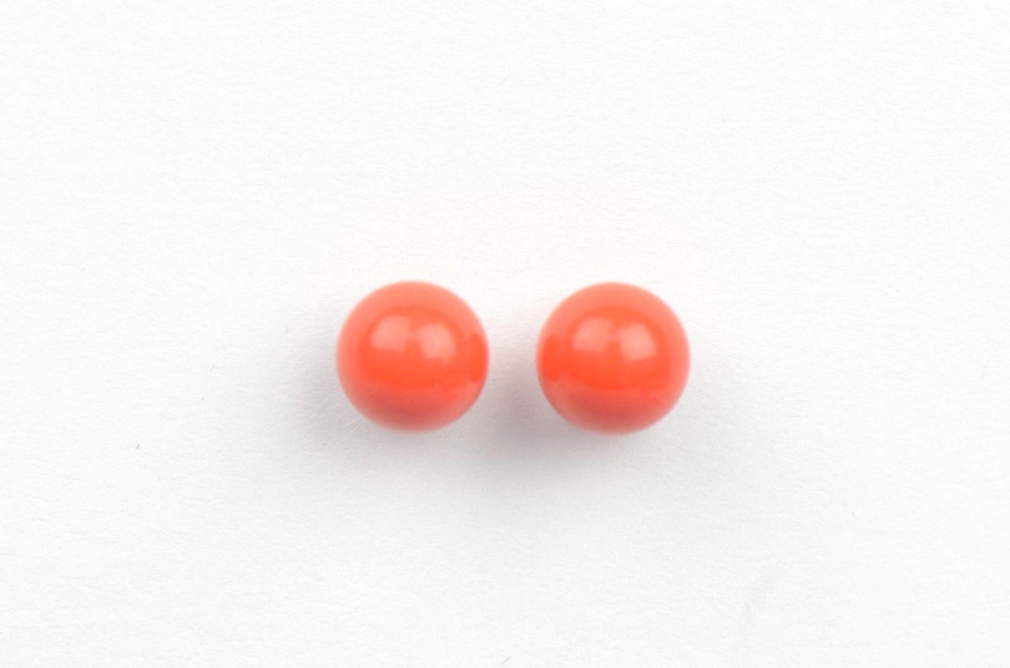 Sterling Silver 925 Red Round Coral Stud Earrings 4-10mm