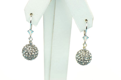 .925 Sterling Silver Sparkle Leverback Dangle Earrings w/Genuine Czech Crystals