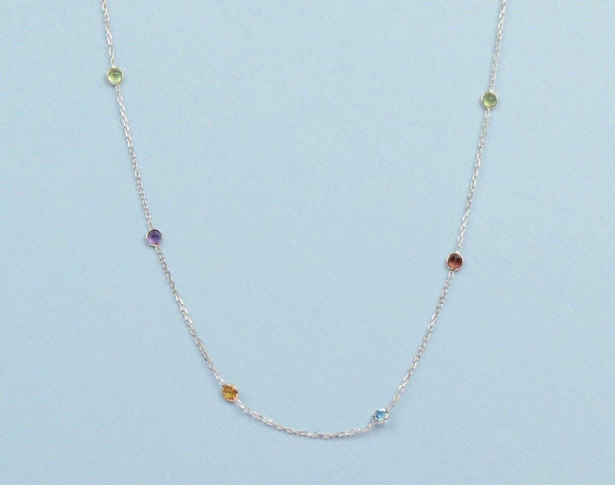 14k White Gold Multicolor Cubic Zirconia CZ by the yard 18" Necklace