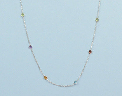 14k White Gold Multicolor Cubic Zirconia CZ by the yard 18" Necklace