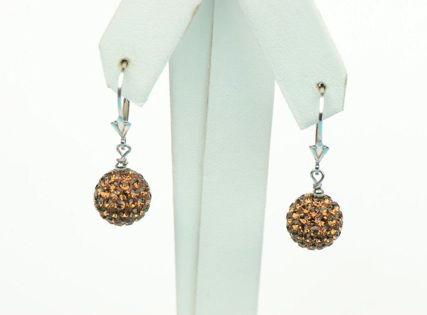 .925 Sterling Silver Sparkle Leverback Dangle Earrings w/Genuine Czech Crystals