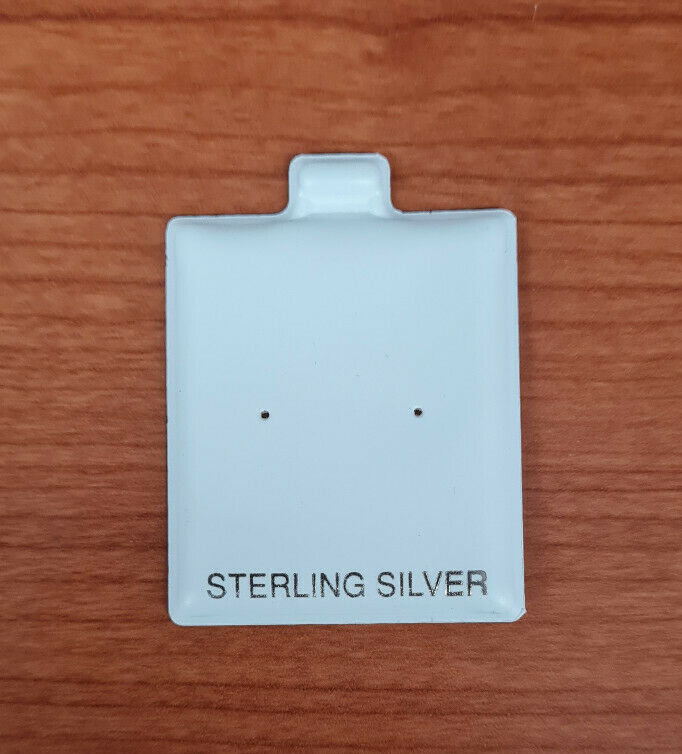 White Vinyl Sterling Silver Center Punch Earring /Jewelry DisplayHolder 100 Pcs