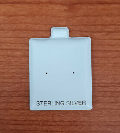 White Vinyl Sterling Silver Center Punch Earring /Jewelry DisplayHolder 100 Pcs