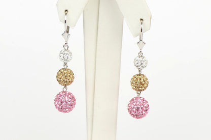 .925 Sterling Silver Sparkle Leverback Dangle Earrings w/Genuine Czech Crystals