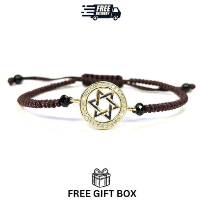 925 Sterling Silver String Bracelet Star of David 6" Adjustable to 11"