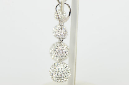 .925 Sterling Silver Sparkle Leverback Dangle Earrings Genuine Czech Crystals