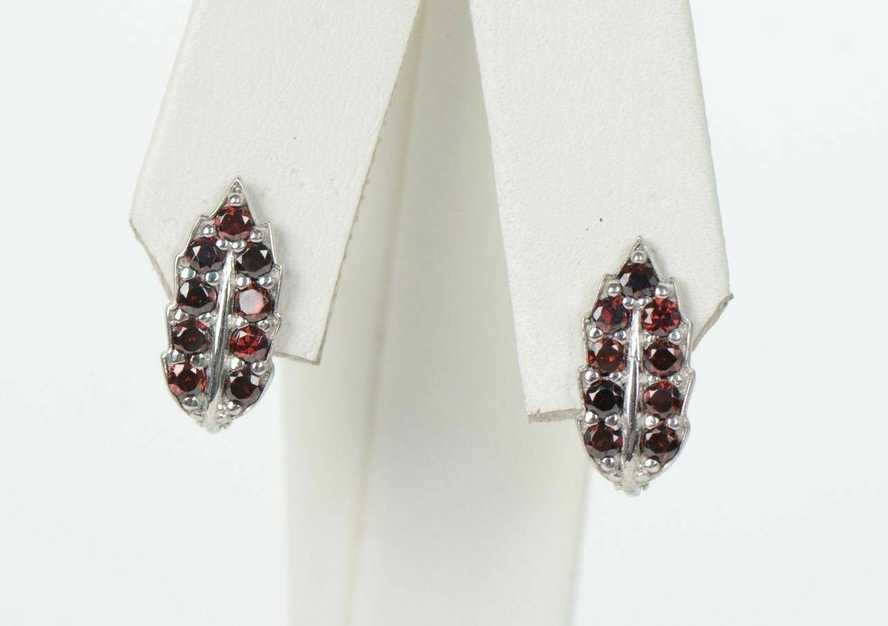 Sterling Silver 925 Birthstone Leaf Leverback Earrings