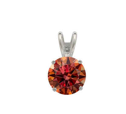 14K Gold GRA Certified D-VVS1 Round Watermelon Red Moissanite Pendant