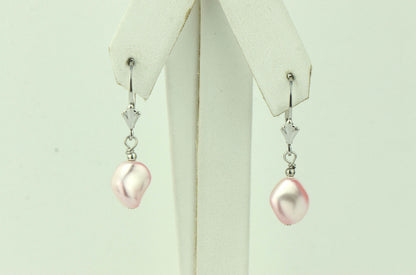 Sterling Silver Pearl Crystallized Crystal dangle drop earrings