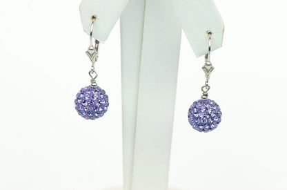 .925 Sterling Silver Sparkle Leverback Dangle Earrings w/Genuine Czech Crystals