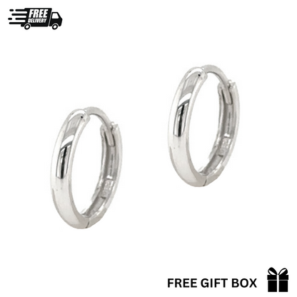 Sterling Silver 925 Round Huggies Hoop Earring