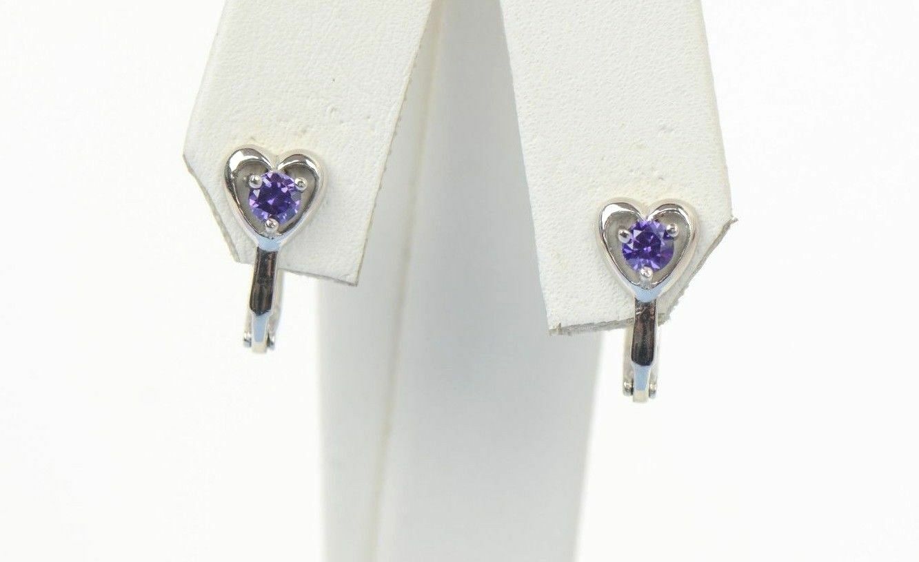 Solid Sterling Silver.925 Dangle Heart Shape Stud Earrings,Birthstone, leverback