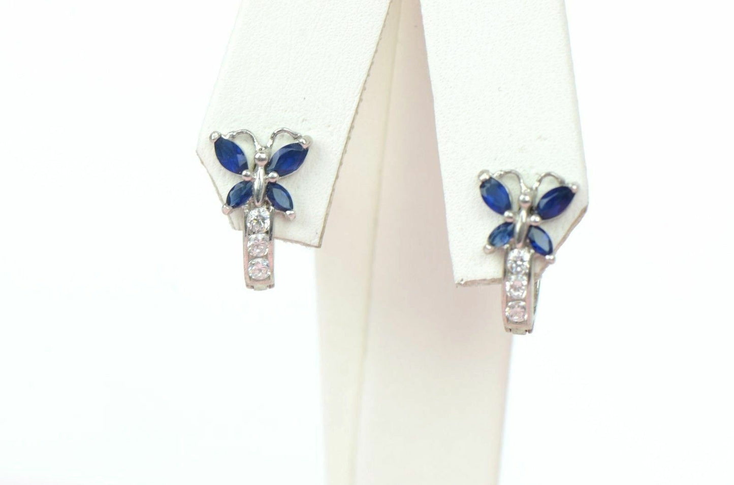 Solid Sterling Silver.925Dangle Butterfly CZStud Earrings,Birthstones,Leverback