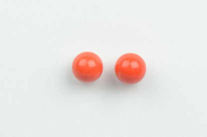 Sterling Silver 925 Red Round Coral Stud Earrings 4-10mm