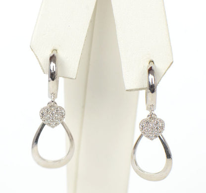 .925 Sterling Silver Huggie Dangle Earrings