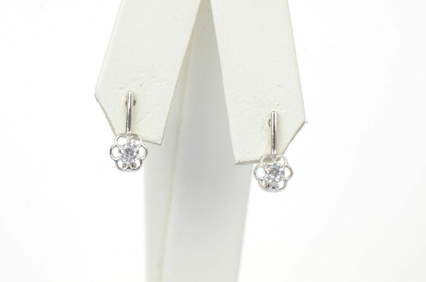 Sterling Silver 925 Cubic Zirconia CZ Dangling Birthstone Flower Earrings