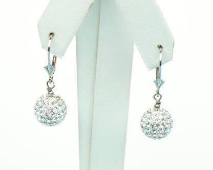 .925 Sterling Silver Sparkle Leverback Dangle Earrings w/Genuine Czech Crystals