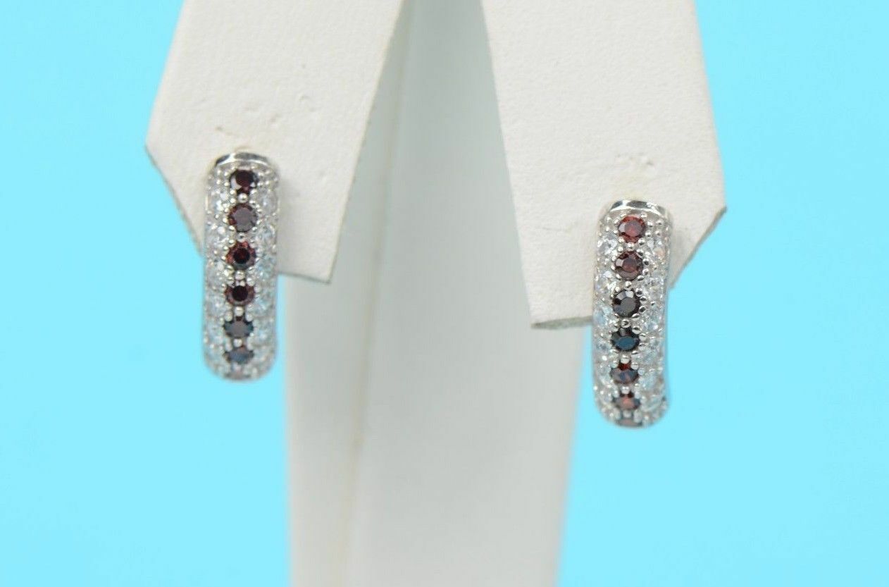 Sterling Silver 925 CZ Fancy Leverback Earrings with 12 month Birthstone