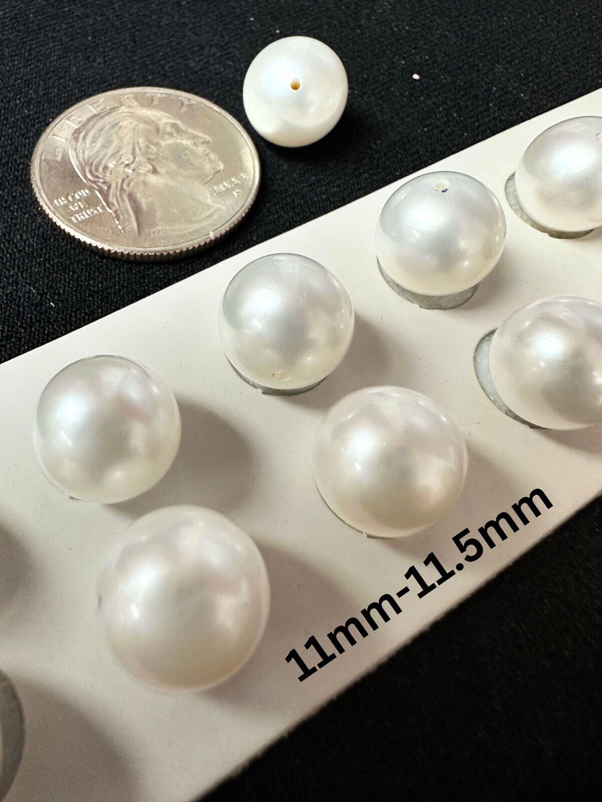 11mm-12.5mm White Round Shape Size Choice Freshwater Pearls Half Drilled AAA