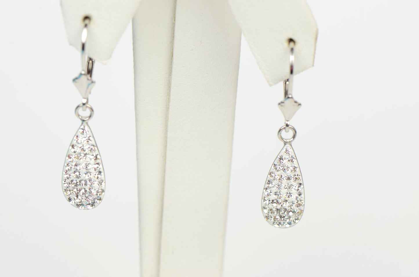 Sterling Silver Sparkle Leverback Dangle Earrings Genuine Czech Crystals