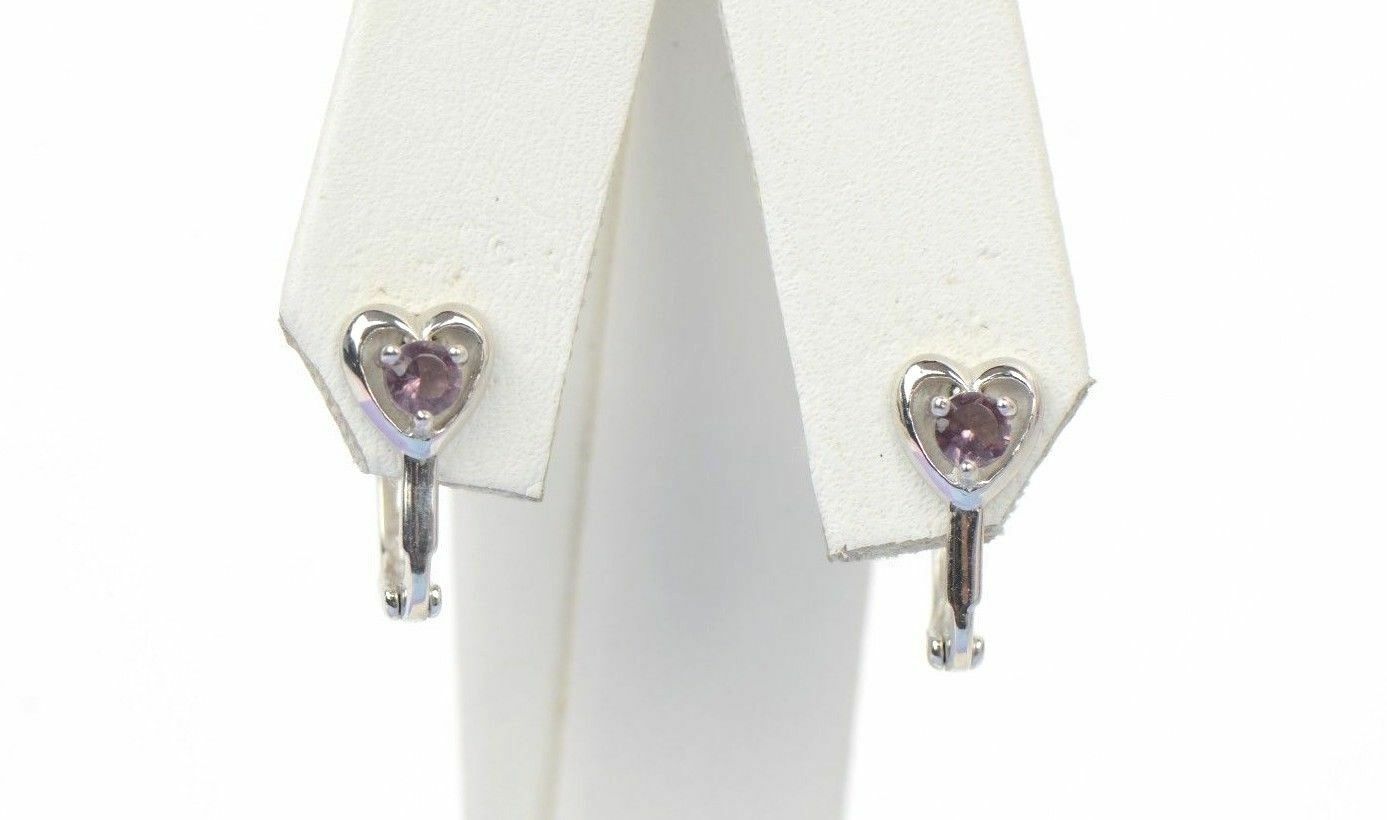 Solid Sterling Silver.925 Dangle Heart Shape Stud Earrings,Birthstone, leverback