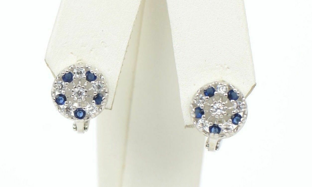 Sterling Silver 925 CZ Round Halo Fancy Leverback Earrings w/ 12month Birthstone