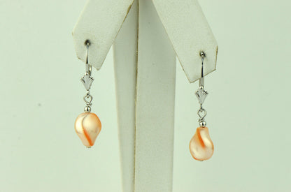 Sterling Silver Pearl Crystallized Crystal dangle drop earrings