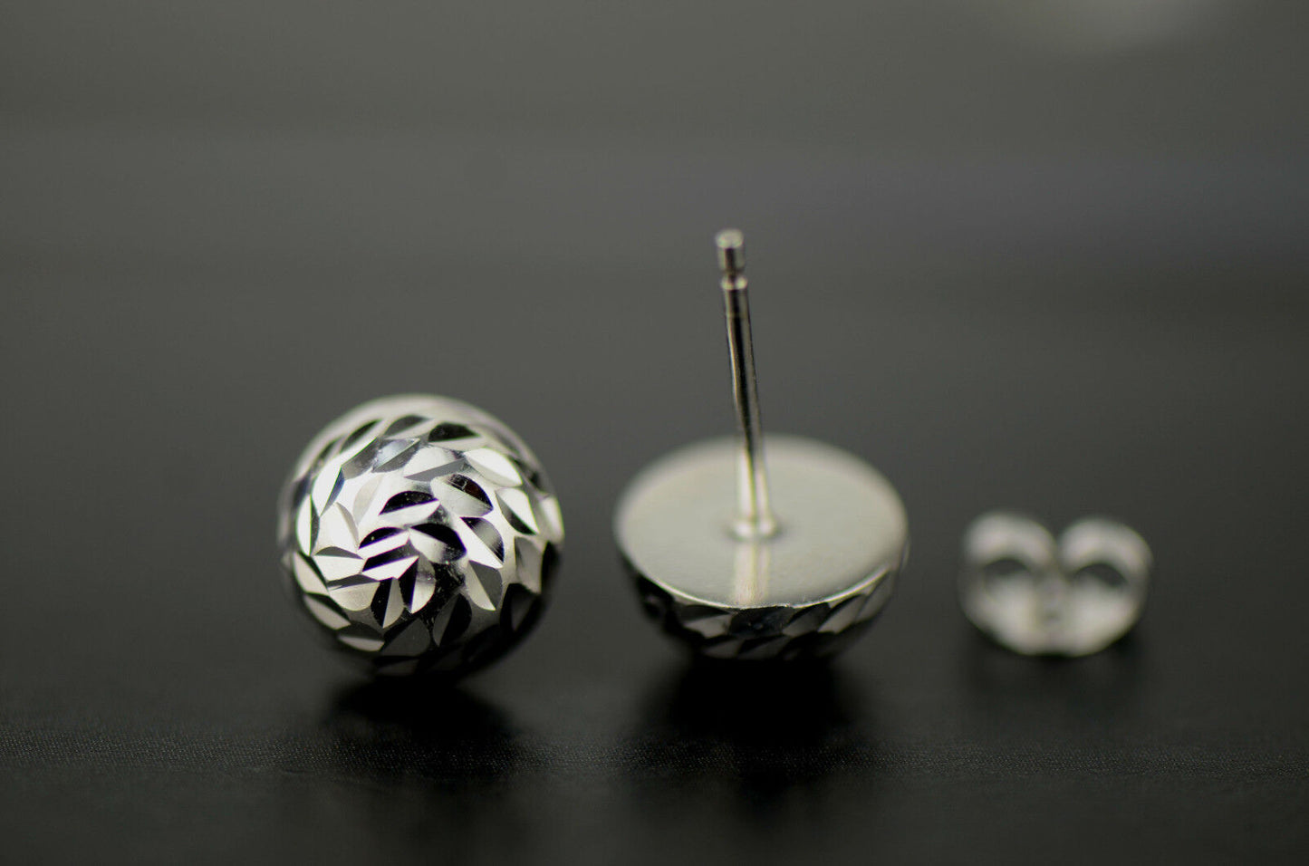 Silver ball sterling earrings 925 stud italian