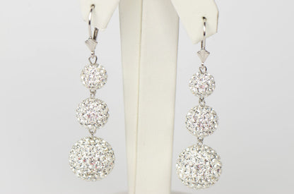 .925 Sterling Silver Sparkle Leverback Dangle Earrings Genuine Czech Crystals